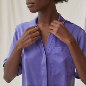 LUNYA Washable Silk High Rise Pant set Iris Purple XL NWOT